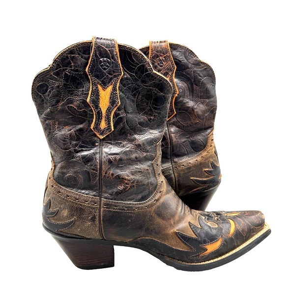 Ariat Dahlia Western Overlay Snip Toe Cowgirl Boots Women's 10B Brown 10008780 - Picture 7 of 15